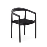 Ydalia stapelbarer Outdoor-Stuhl aus massivem Teakholz schwarzes Finish schwarzes Seil - ZEN ZONE Furniture