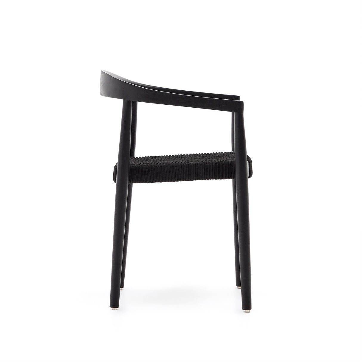 Ydalia stapelbarer Outdoor-Stuhl aus massivem Teakholz schwarzes Finish schwarzes Seil - ZEN ZONE Furniture