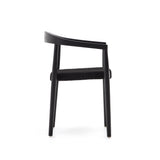 Ydalia stapelbarer Outdoor-Stuhl aus massivem Teakholz schwarzes Finish schwarzes Seil - ZEN ZONE Furniture