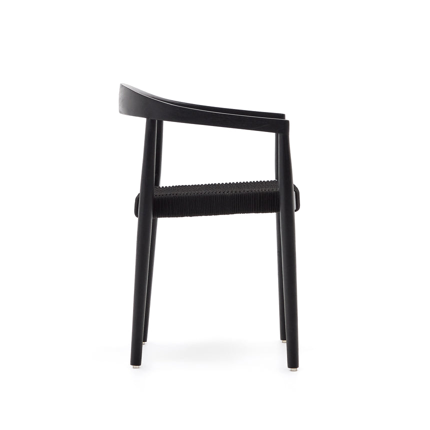 Ydalia stapelbarer Outdoor-Stuhl aus massivem Teakholz schwarzes Finish schwarzes Seil - ZEN ZONE Furniture
