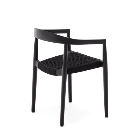 Ydalia stapelbarer Outdoor-Stuhl aus massivem Teakholz schwarzes Finish schwarzes Seil - ZEN ZONE Furniture