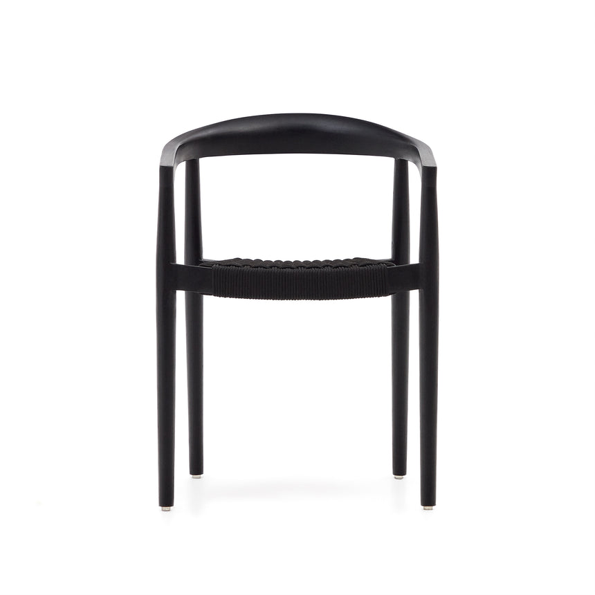 Ydalia stapelbarer Outdoor-Stuhl aus massivem Teakholz schwarzes Finish schwarzes Seil - ZEN ZONE Furniture