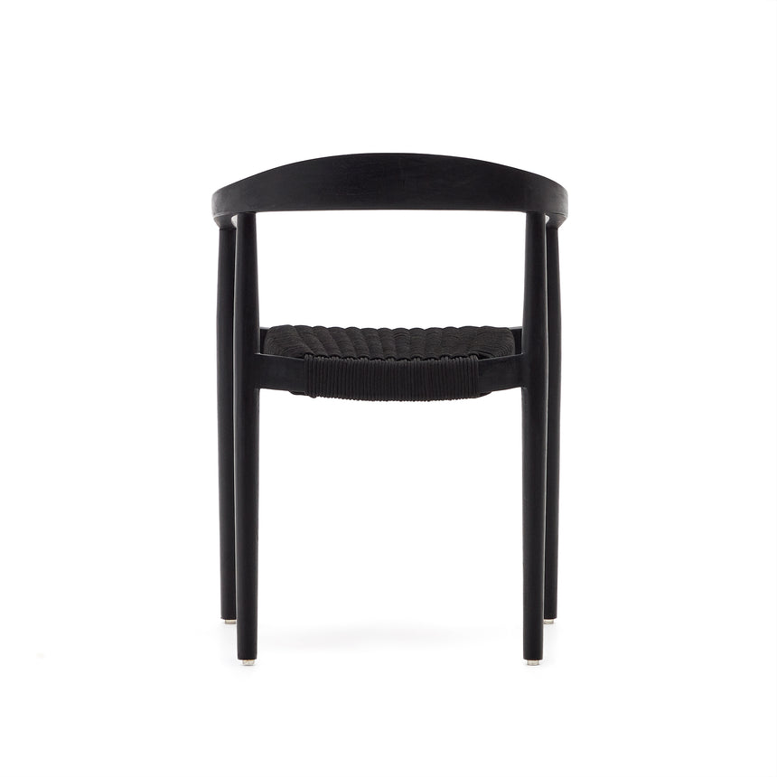 Ydalia stapelbarer Outdoor-Stuhl aus massivem Teakholz schwarzes Finish schwarzes Seil - ZEN ZONE Furniture
