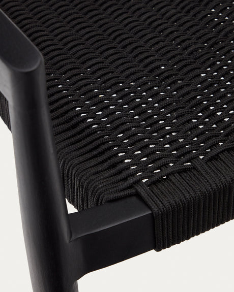 Ydalia stapelbarer Outdoor-Stuhl aus massivem Teakholz schwarzes Finish schwarzes Seil - ZEN ZONE Furniture