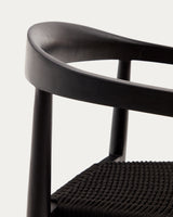 Ydalia stapelbarer Outdoor-Stuhl aus massivem Teakholz schwarzes Finish schwarzes Seil - ZEN ZONE Furniture
