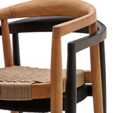 Ydalia stapelbarer Outdoor-Stuhl aus massivem Teakholz schwarzes Finish schwarzes Seil - ZEN ZONE