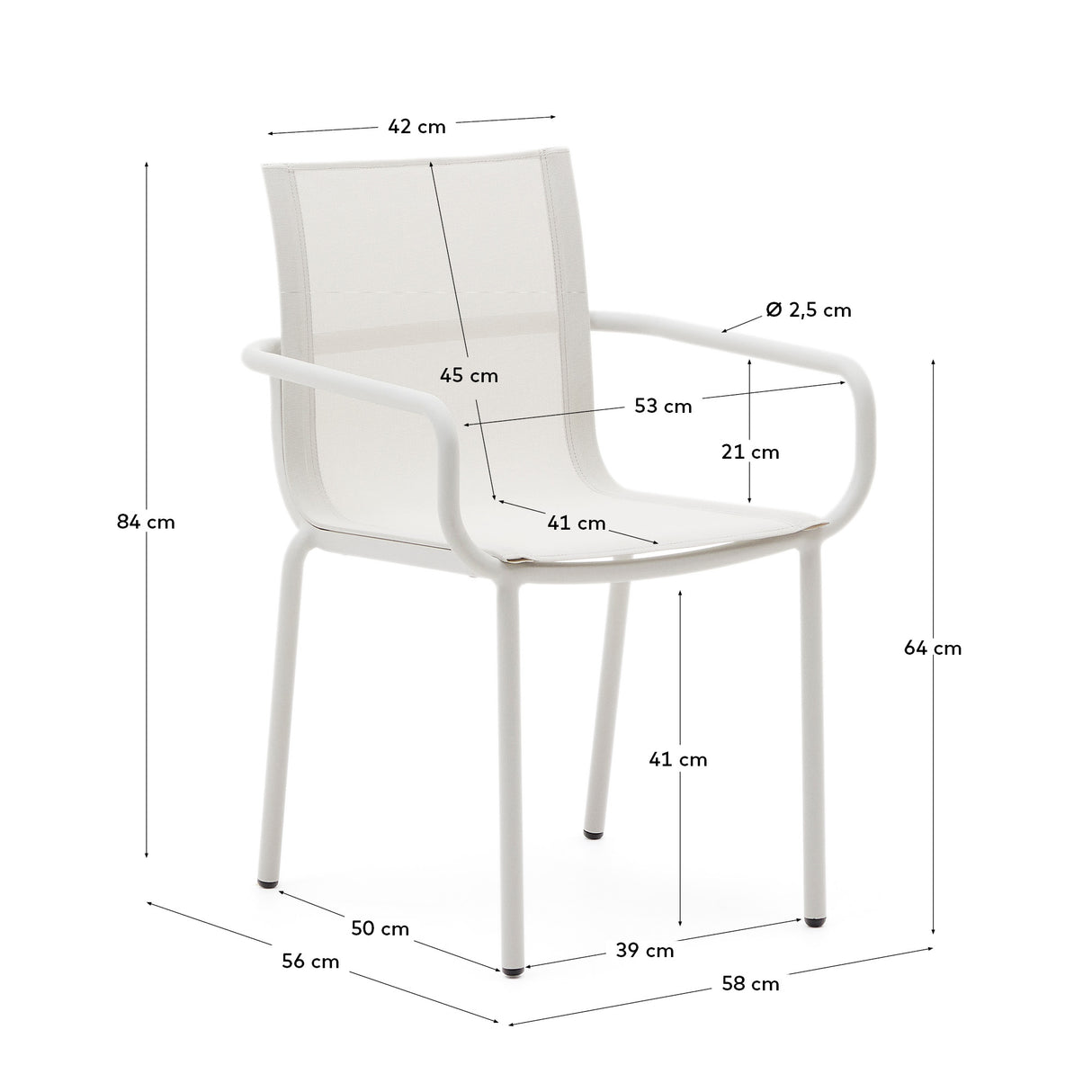 Galdana stapelbarer Gartenstuhl aus Aluminium mit hellgrauem Lackfinish - ZEN ZONE Furniture