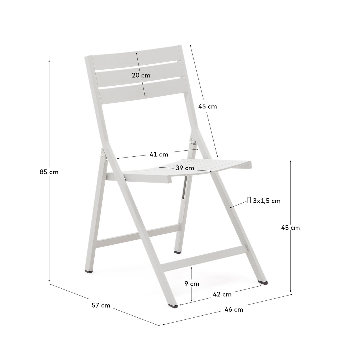 Faltbarer GartenstuhlTorreta aus Aluminium mit hellgrauem Finish - ZEN ZONE Furniture