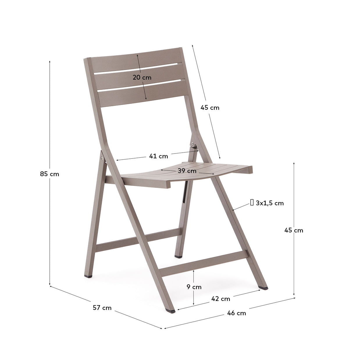 Faltbarer Gartenstuhl Torreta aus Aluminium mit mattbraunem Finish - ZEN ZONE Furniture