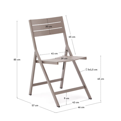Faltbarer Gartenstuhl Torreta aus Aluminium mit mattbraunem Finish - ZEN ZONE Furniture