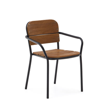 Algueret Stuhl - Massives Eukalyptusholz mit natürlichem Finish und schwarzem Aluminium FSC 100% - ZEN ZONE Furniture