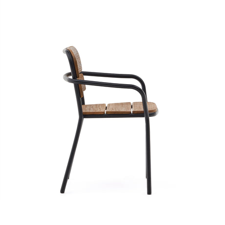 Algueret Stuhl - Massives Eukalyptusholz mit natürlichem Finish und schwarzem Aluminium FSC 100% - ZEN ZONE Furniture