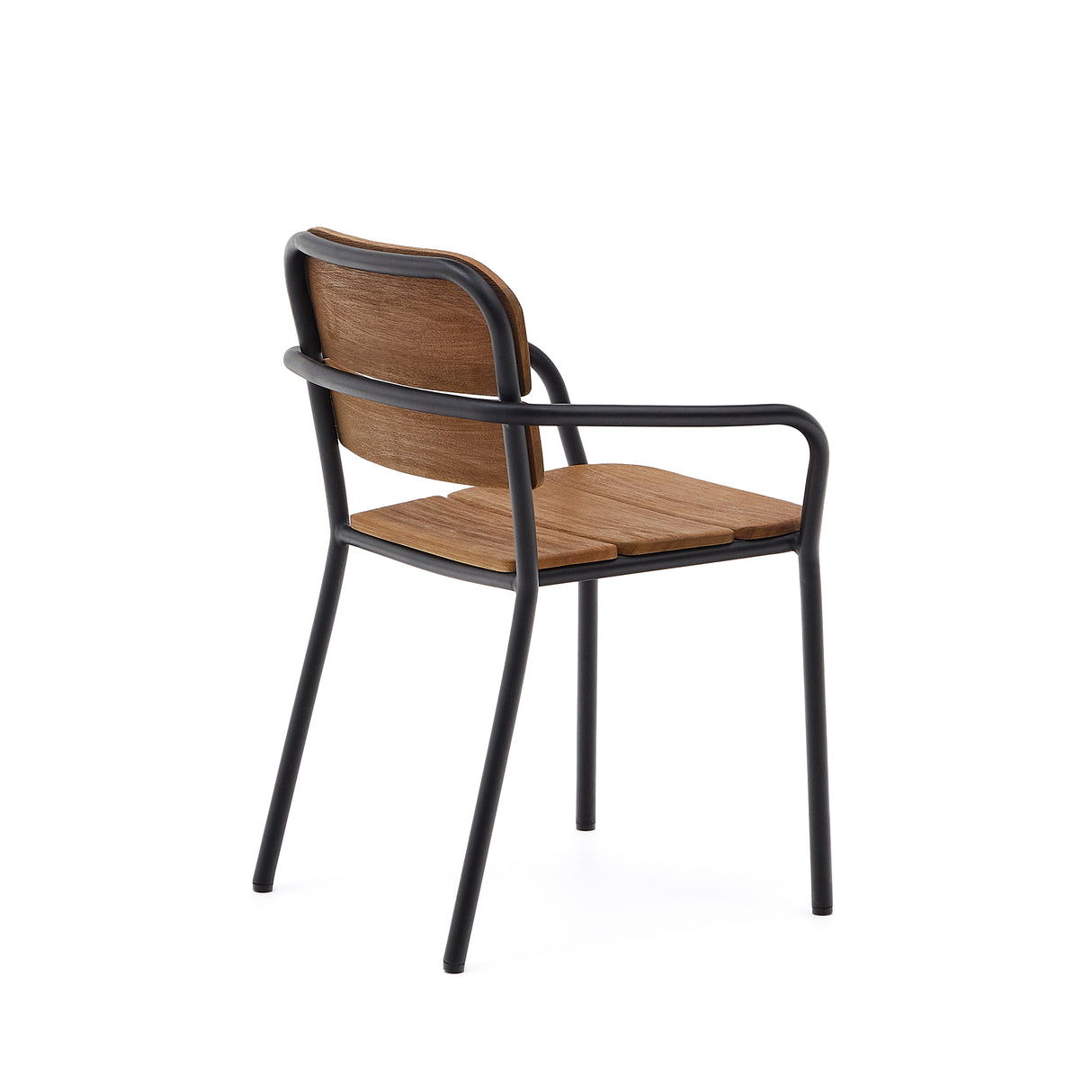 Algueret Stuhl - Massives Eukalyptusholz mit natürlichem Finish und schwarzem Aluminium FSC 100% - ZEN ZONE Furniture