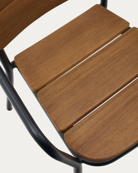 Algueret Stuhl - Massives Eukalyptusholz mit natürlichem Finish und schwarzem Aluminium FSC 100% - ZEN ZONE Furniture