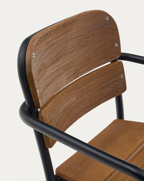 Algueret Stuhl - Massives Eukalyptusholz mit natürlichem Finish und schwarzem Aluminium FSC 100% - ZEN ZONE Furniture