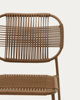 Talaier Outdoor Stuhl stapelbar aus synthetischem Seil und verzinktem Stahl braunes Finish - ZEN ZONE Furniture