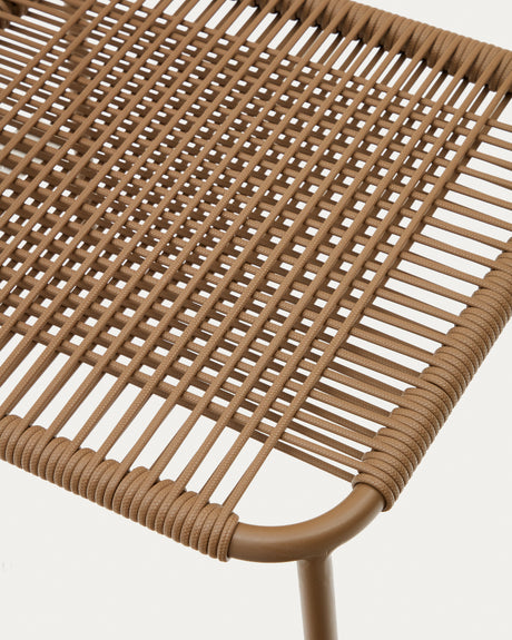 Talaier Outdoor Stuhl stapelbar aus synthetischem Seil und verzinktem Stahl braunes Finish - ZEN ZONE Furniture