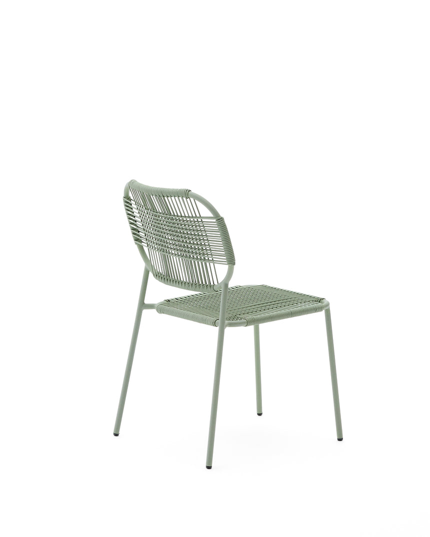 Stapelbarer Talaier Outdoor-Stuhl aus synthetischem Seil und verzinktem Stahl mit türkisfarbenem Finish - ZEN ZONE Furniture