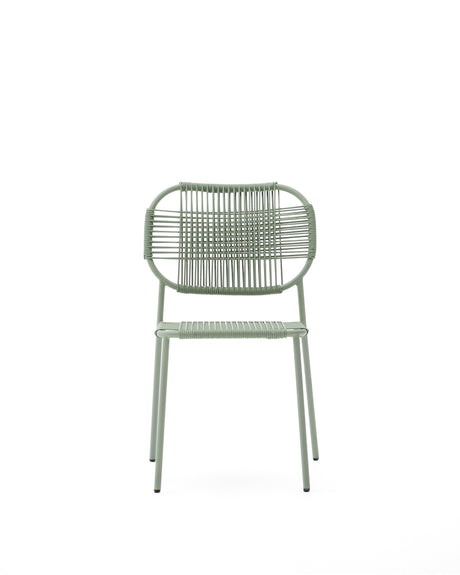 Stapelbarer Talaier Outdoor-Stuhl aus synthetischem Seil und verzinktem Stahl mit türkisfarbenem Finish - ZEN ZONE Furniture
