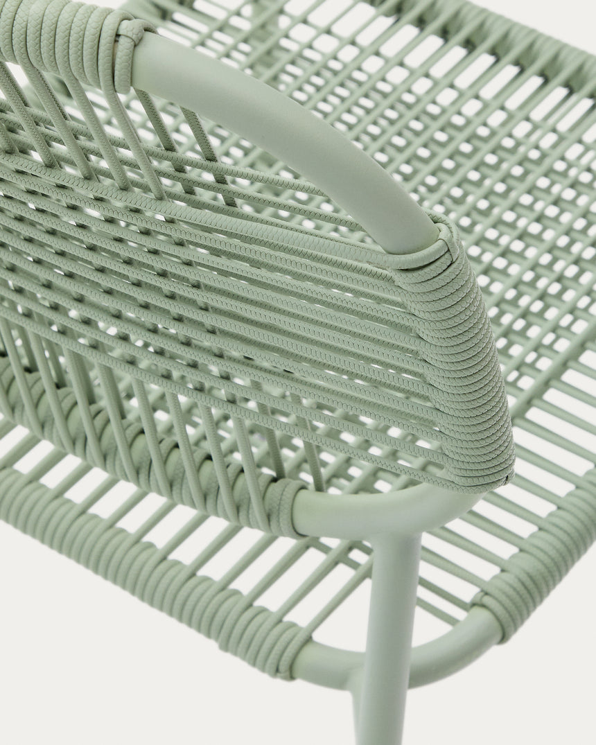 Stapelbarer Talaier Outdoor-Stuhl aus synthetischem Seil und verzinktem Stahl mit türkisfarbenem Finish - ZEN ZONE Furniture