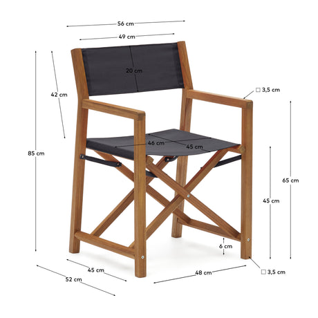 Thianna Outdoorklappstuhl in Schwarz aus massivem Akazienholz FSC 100% - ZEN ZONE Furniture
