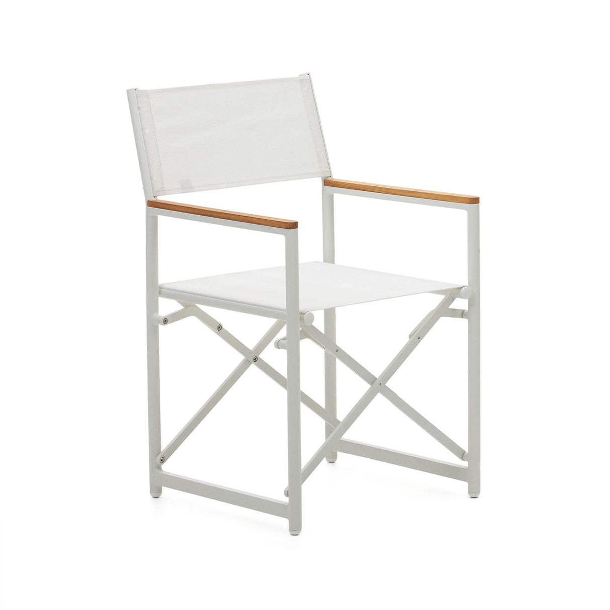 Llado Klappstuhl 100% outdoor aus Aluminium in Weiß und massivem Teakholz - ZEN ZONE Furniture