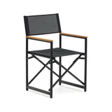 Llado Klappstuhl 100% outdoor aus Aluminium in Schwarz und massivem Teakholz - ZEN ZONE Furniture