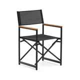 Llado Klappstuhl 100% outdoor aus Aluminium in Schwarz und massivem Teakholz - ZEN ZONE Furniture