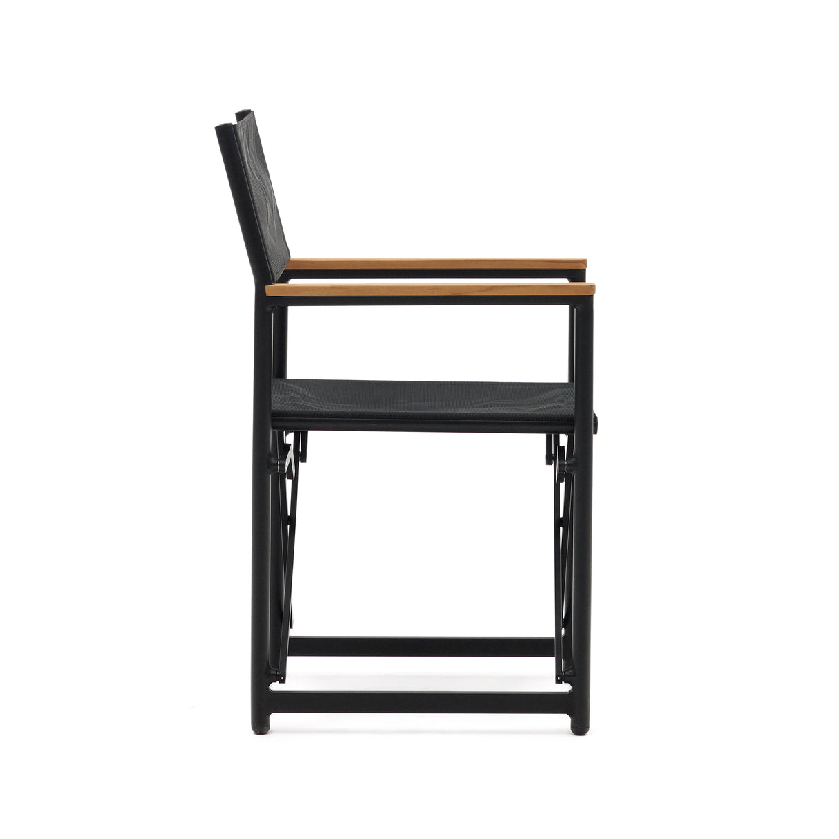 Llado Klappstuhl 100% outdoor aus Aluminium in Schwarz und massivem Teakholz - ZEN ZONE Furniture