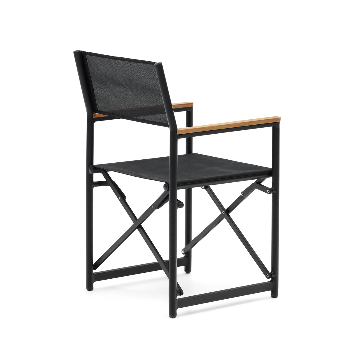 Llado Klappstuhl 100% outdoor aus Aluminium in Schwarz und massivem Teakholz - ZEN ZONE Furniture