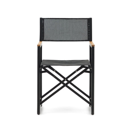 Llado Klappstuhl 100% outdoor aus Aluminium in Schwarz und massivem Teakholz - ZEN ZONE Furniture
