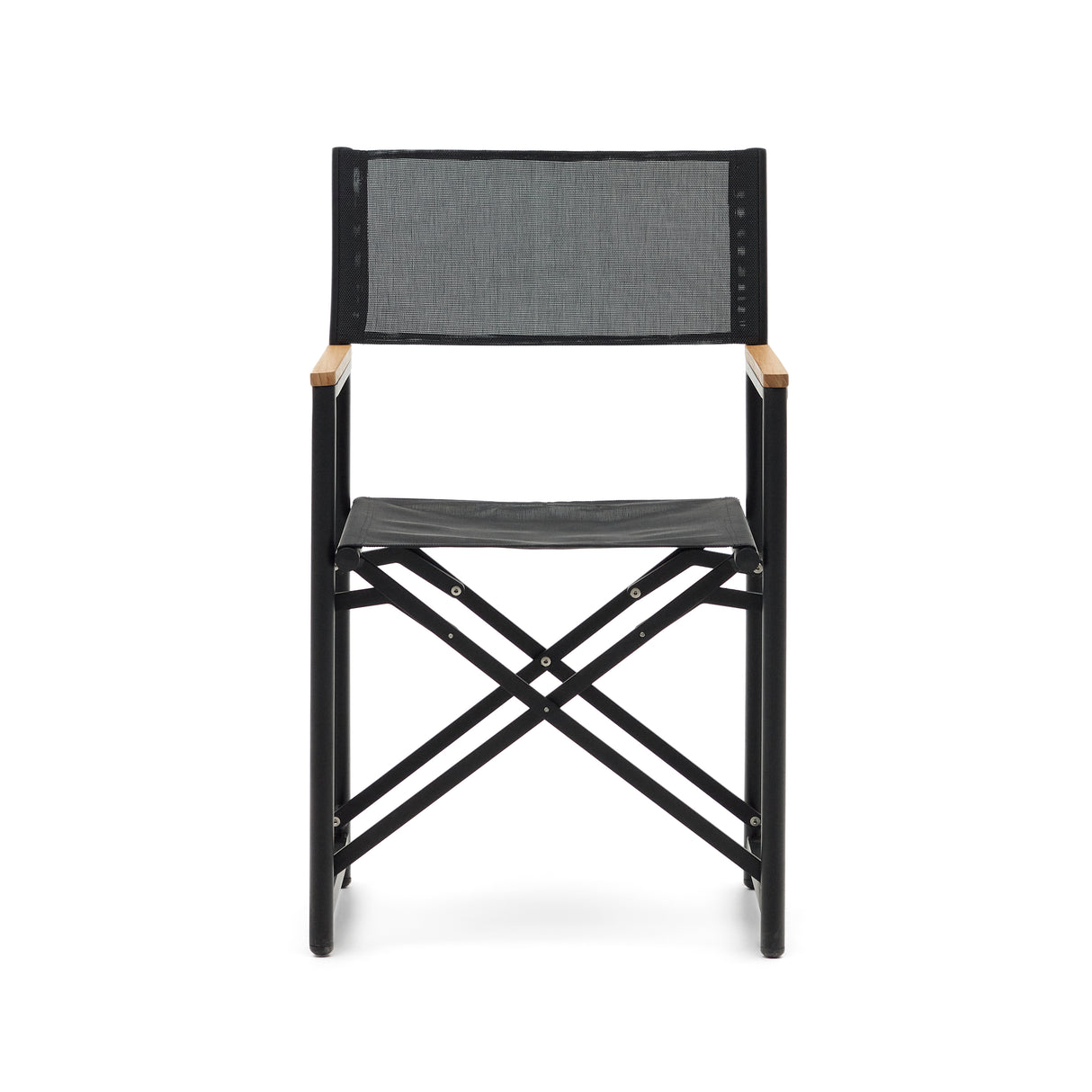 Llado Klappstuhl 100% outdoor aus Aluminium in Schwarz und massivem Teakholz - ZEN ZONE Furniture