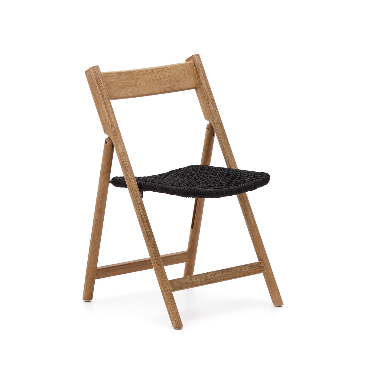 Klappstuhl Dandara aus Akazienmassivholz und einer Stahlstruktur mit geflochtener Sitzfläche in schwarz FSC 100% - ZEN ZONE Furniture