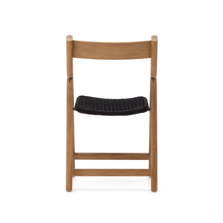 Klappstuhl Dandara aus Akazienmassivholz und einer Stahlstruktur mit geflochtener Sitzfläche in schwarz FSC 100% - ZEN ZONE Furniture