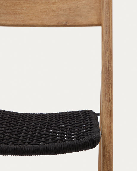 Klappstuhl Dandara aus Akazienmassivholz und einer Stahlstruktur mit geflochtener Sitzfläche in schwarz FSC 100% - ZEN ZONE Furniture
