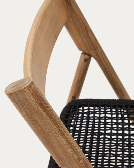 Klappstuhl Dandara aus Akazienmassivholz und einer Stahlstruktur mit geflochtener Sitzfläche in schwarz FSC 100% - ZEN ZONE Furniture