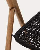 Klappstuhl Dandara aus Akazienmassivholz und einer Stahlstruktur mit geflochtener Sitzfläche in schwarz FSC 100% - ZEN ZONE Furniture