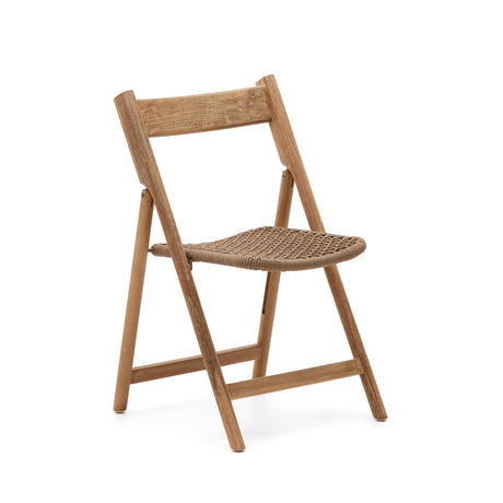 Klappstuhl Dandara aus Akazienmassivholz und einer Stahlstruktur mit geflochtener Sitzfläche in beige FSC 100% - ZEN ZONE Furniture