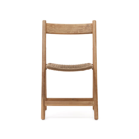 Klappstuhl Dandara aus Akazienmassivholz und einer Stahlstruktur mit geflochtener Sitzfläche in beige FSC 100% - ZEN ZONE Furniture