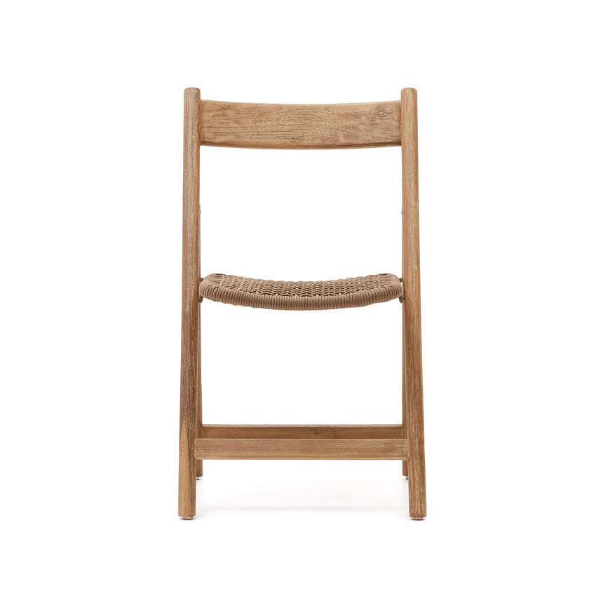 Klappstuhl Dandara aus Akazienmassivholz und einer Stahlstruktur mit geflochtener Sitzfläche in beige FSC 100% - ZEN ZONE Furniture