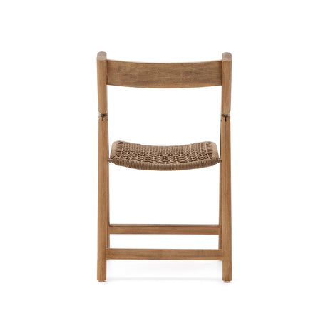 Klappstuhl Dandara aus Akazienmassivholz und einer Stahlstruktur mit geflochtener Sitzfläche in beige FSC 100% - ZEN ZONE Furniture