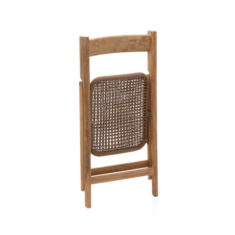 Klappstuhl Dandara aus Akazienmassivholz und einer Stahlstruktur mit geflochtener Sitzfläche in beige FSC 100% - ZEN ZONE Furniture