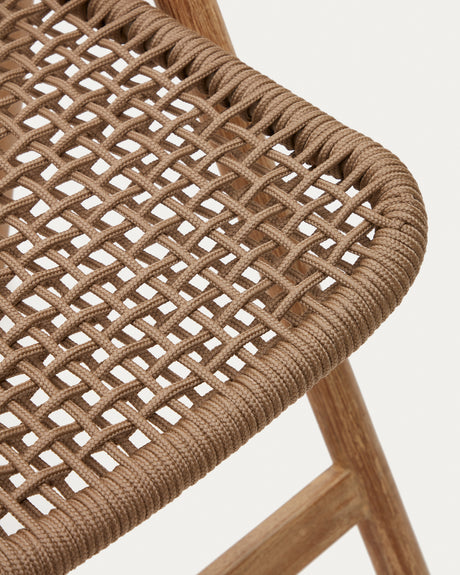 Klappstuhl Dandara aus Akazienmassivholz und einer Stahlstruktur mit geflochtener Sitzfläche in beige FSC 100% - ZEN ZONE Furniture