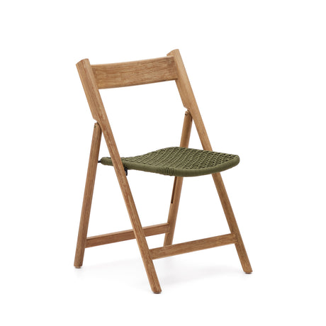 Klappstuhl Dandara aus Akazienmassivholz und einer Stahlstruktur mit geflochtener Sitzfläche in grün FSC 100% - ZEN ZONE Furniture