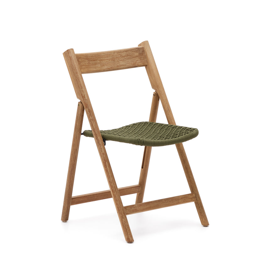 Klappstuhl Dandara aus Akazienmassivholz und einer Stahlstruktur mit geflochtener Sitzfläche in grün FSC 100% - ZEN ZONE Furniture