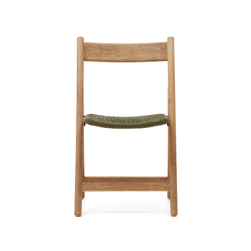 Klappstuhl Dandara aus Akazienmassivholz und einer Stahlstruktur mit geflochtener Sitzfläche in grün FSC 100% - ZEN ZONE Furniture