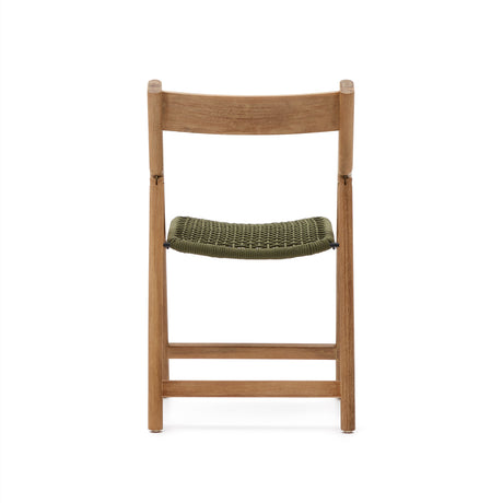 Klappstuhl Dandara aus Akazienmassivholz und einer Stahlstruktur mit geflochtener Sitzfläche in grün FSC 100% - ZEN ZONE Furniture