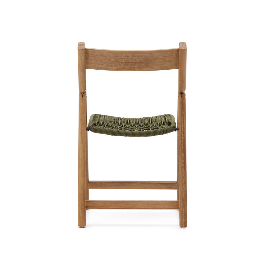 Klappstuhl Dandara aus Akazienmassivholz und einer Stahlstruktur mit geflochtener Sitzfläche in grün FSC 100% - ZEN ZONE Furniture