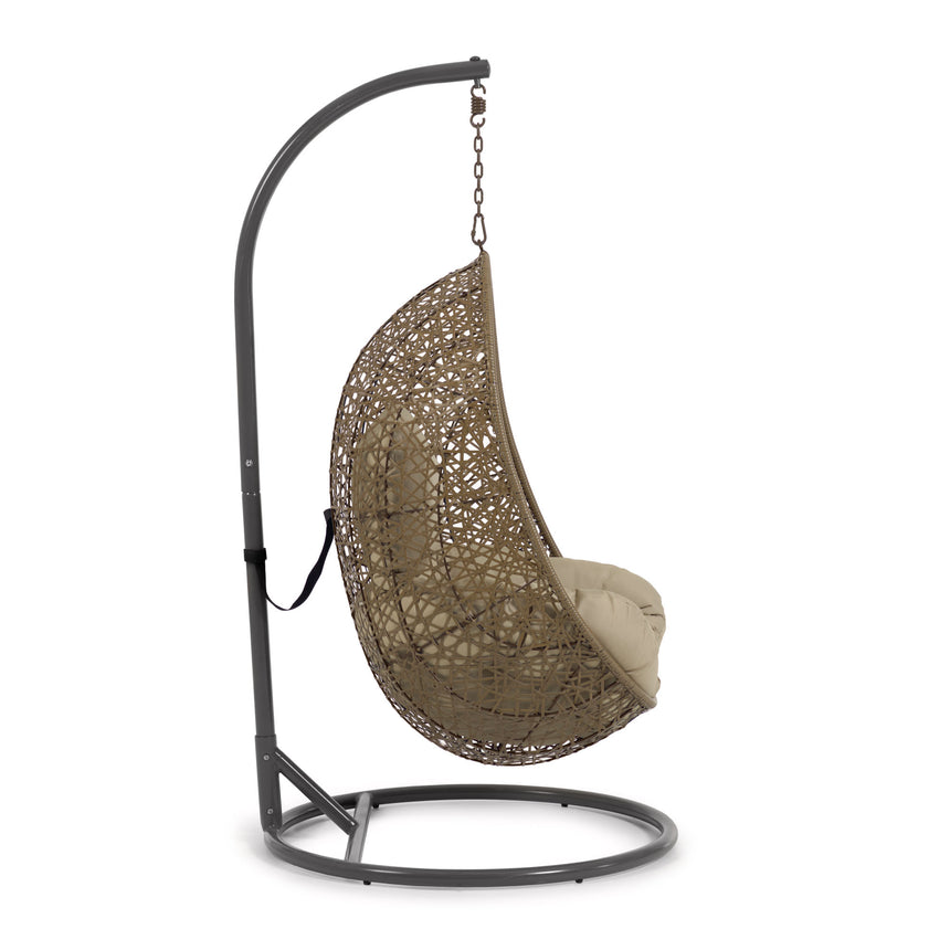 Hängesessel Florina in Braun mit Standfuß in Dunkelgrau - ZEN ZONE Furniture