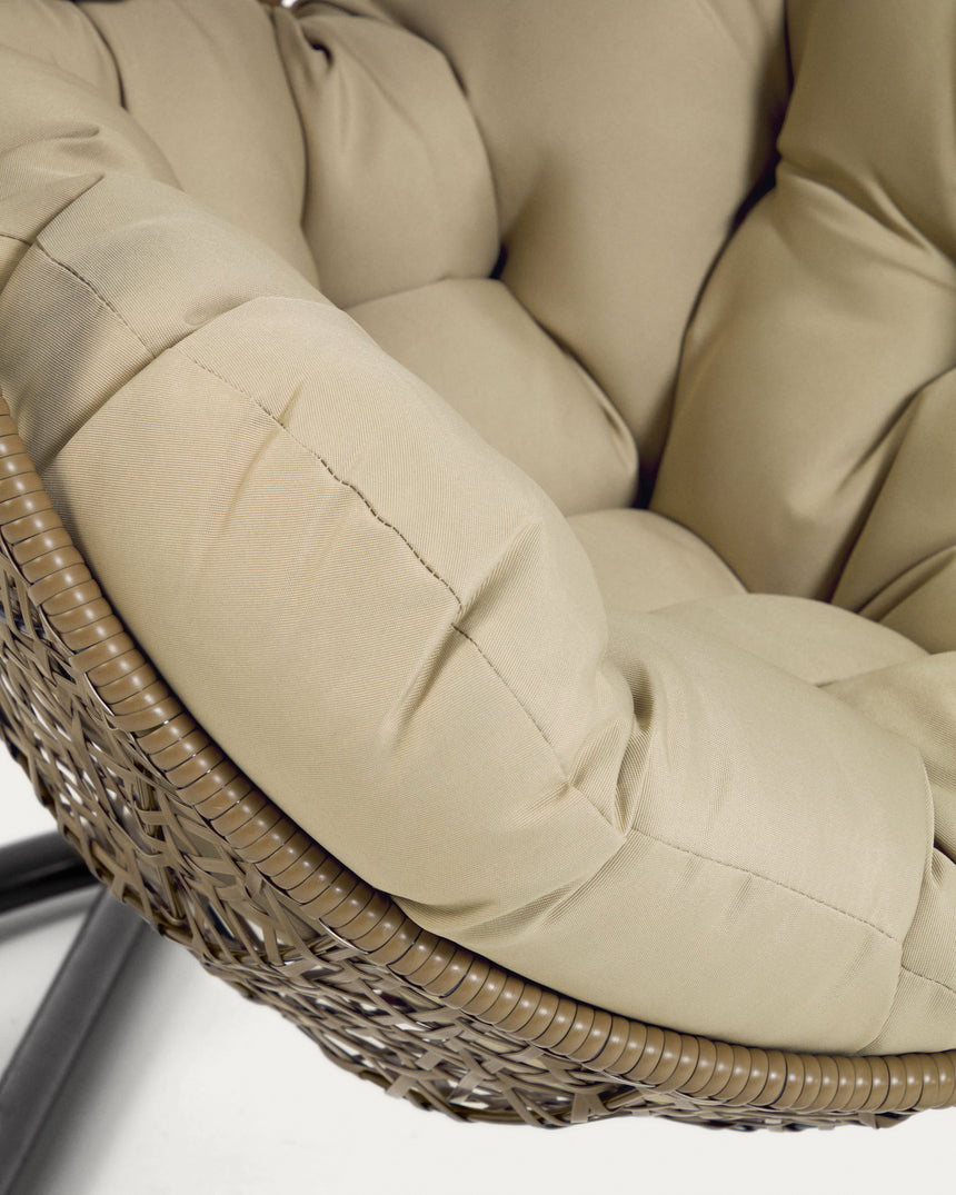Hängesessel Florina in Braun mit Standfuß in Dunkelgrau - ZEN ZONE Furniture